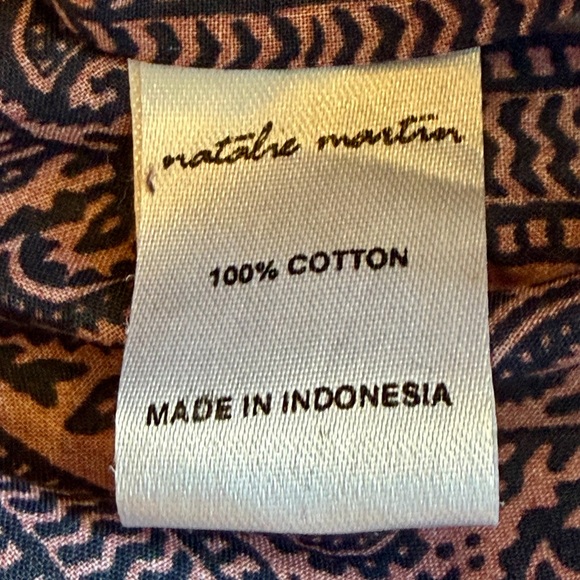 BNWT NATALIE MARTIN Voluminous Paisley Stripe Cotton Top XL Navy/Pink/Gray - Picture 15 of 16